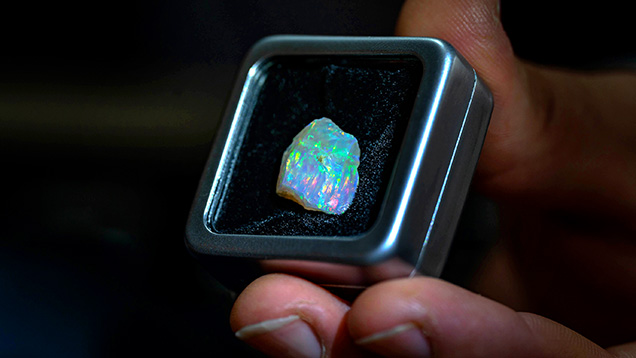 Figure 16. A rough piece of Slovak Opal (7.66 ct) as an investment stone. A client would decide whether to keep it in this form or cut it. Photo by Slavomír Krestian; courtesy of Great Rent JSC. Figure 16. A rough piece of Slovak Opal (7.66 ct) as an investment stone. A client would decide whether to keep it in this form or cut it. Photo by Slavomír Krestian; courtesy of Great Rent JSC.