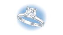 Setting a Princess-cut Center Stone in a Platinum Mounting with V-Prongs Setting a Princess-cut Center Stone in a Platinum Mounting with V-Prongs