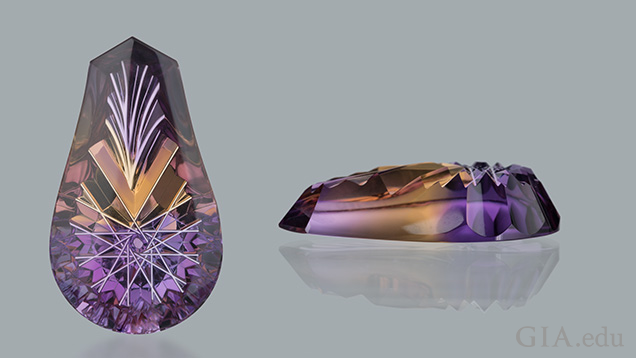 Ametrine top and side view Ametrine top and side view