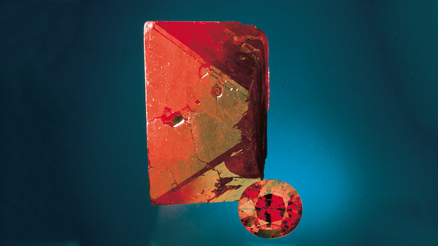 Spinel Crystal and Cut Stone