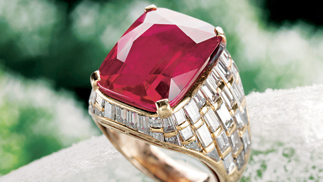 ring with Burmese ruby set