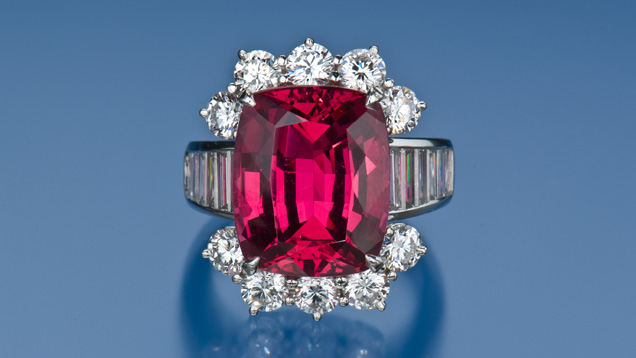 Pink to Red Spinel Ring