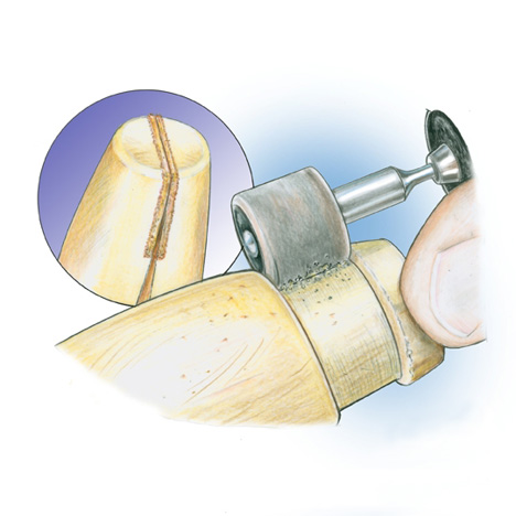 Grinding a groove to modify it will help brace the clamp more securely and give you a greater range of motion as you work.