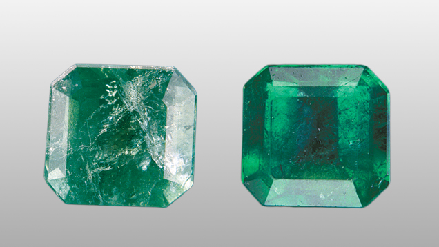 Fracture filled emeralds