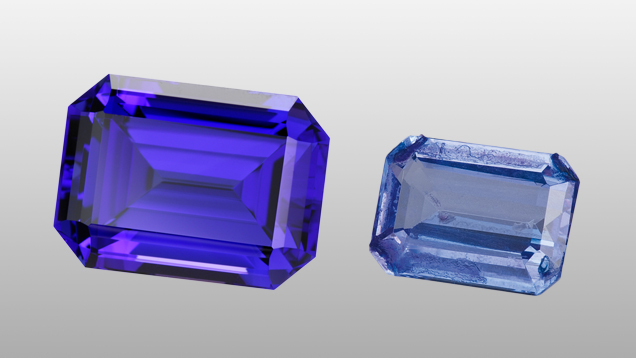 Natural and treated tanzanite