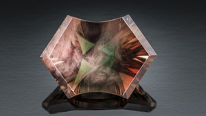 This 11 ct. bicolour sunstone is highly desirable for its colour alone. An attractive display of aventurescence and a unique cut make it even more valuable. – Robert Weldon