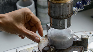 Sawing bangle blanks from jadeite slabs