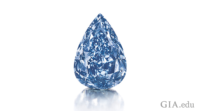 Image of pear-shaped blue diamond