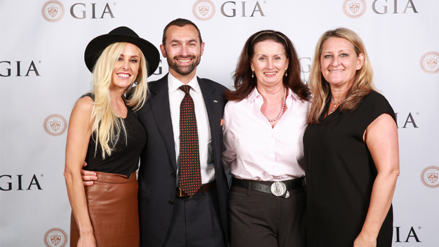 From left, JJ Williams, president of Number 8, Craig Danforth, GIA director of Global Business Development, Rebecca Buys, president of the San Diego alumni chapter and Kate Donovan, GIA Alumni Relations manager.