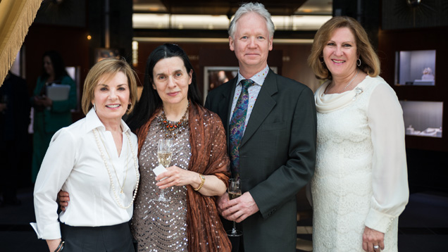GIA Senior Vice President and Chief Marketing Officer Kathryn Kimmel, left, with “Dreams of Diamonds” photographers Christine Marsden and Alastair Laidlaw, and GIA President Susan Jacques at the exhibit’s opening event. 