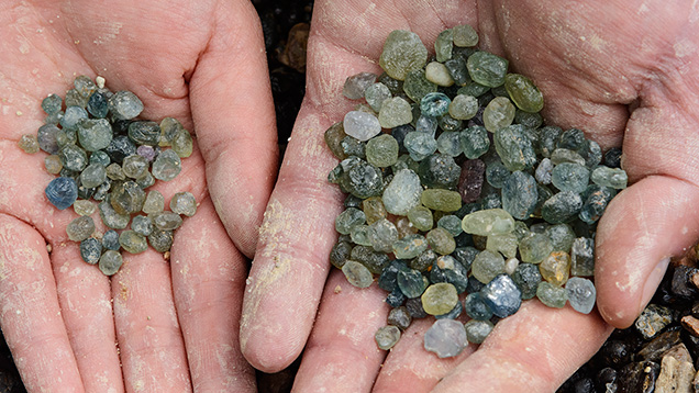 Sapphires from the jig at Potentate’s washing plantSapphires from the jig at Potentate’s washing plant