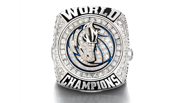 Image showing the top of the 2011 Dallas Mavericks championship ring.