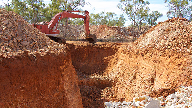 Excavator at open-pit operation