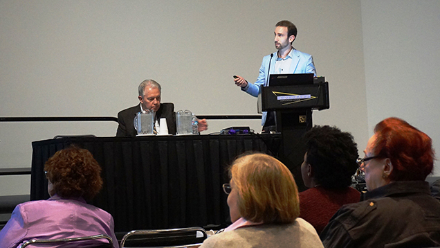 Man presenting research 