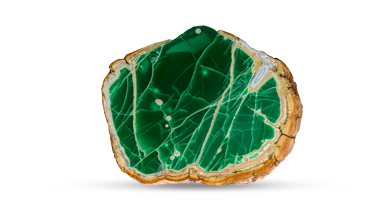 Superb dark-green slab of variscite in contrasting brown matrix, measuring 12.7 x 10.5 x .5 cm.