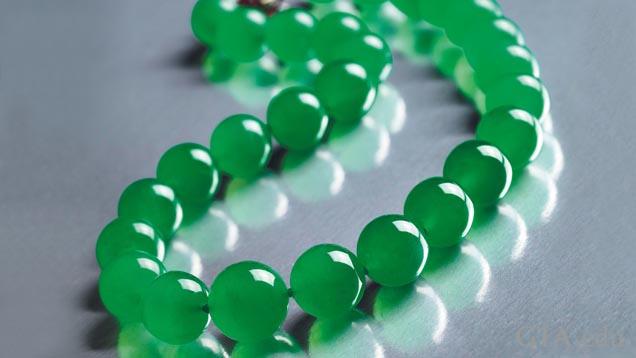 A jadeite necklace of graduated beads.