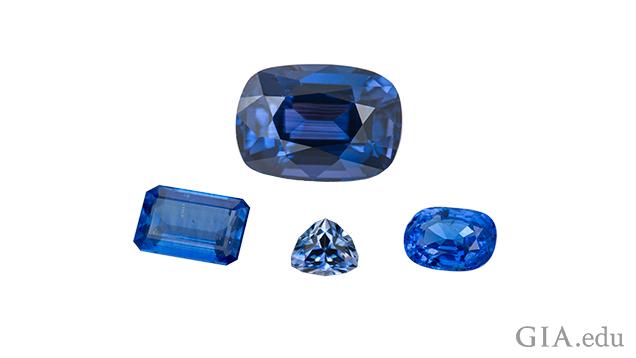 A group of four blue gems.