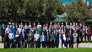 A large group of people outside on GIA’s Carlsbad, California  campus.