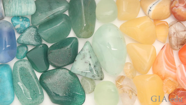 A rainbow of tumbled gems.