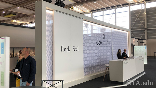 The entrance to the GemGenève show featured a large graphic wall.