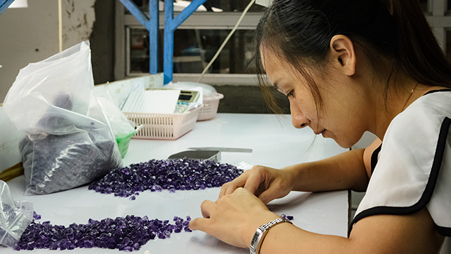 Women sorting rough