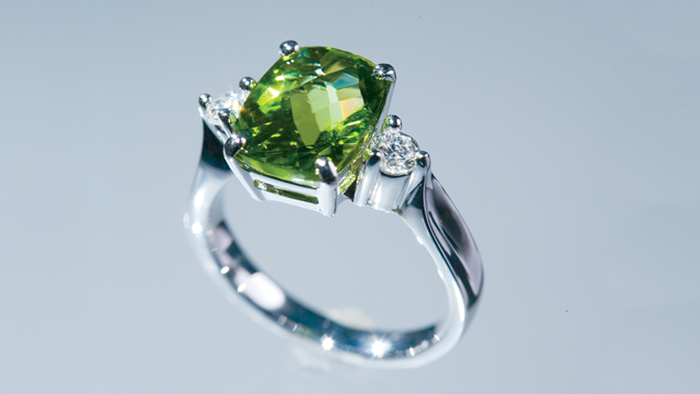 Checkerboard-cut Peridot