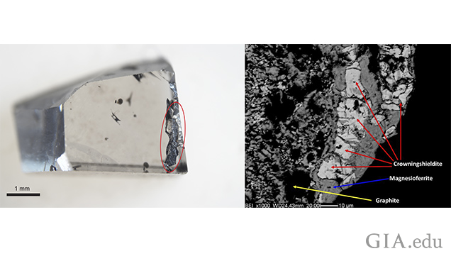 Composite images of the new mineral crowningshieldite.