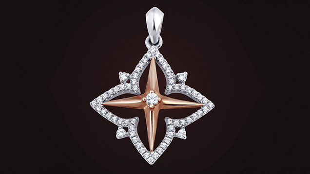 Diamond and gold star pendant
