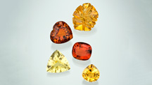 Citrine’s top colors include yellow, shades of orange, and orangy red. These five gems are good examples of desirable citrine colors. Citrine colors are often brownish, but these gems’ colors are vibrant. - Robert Weldon