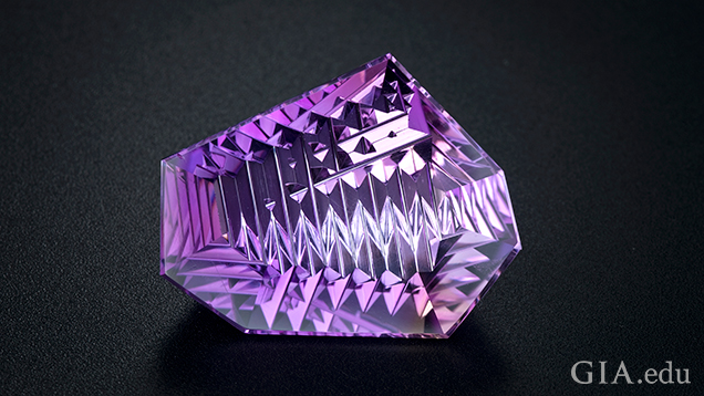 A carved piece of ametrine.