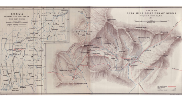 Map of the area of the Mogok Stone Tract 