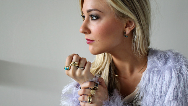Danielle Miele is the GIA alumna behind the popular jewelry and style blog, Gem Gossip. Here, she models pieces from Vada Jewelry in Austin, Texas. Photo courtesy of Gem Gossip