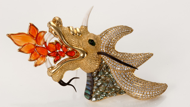 Contemporary dragon brooch