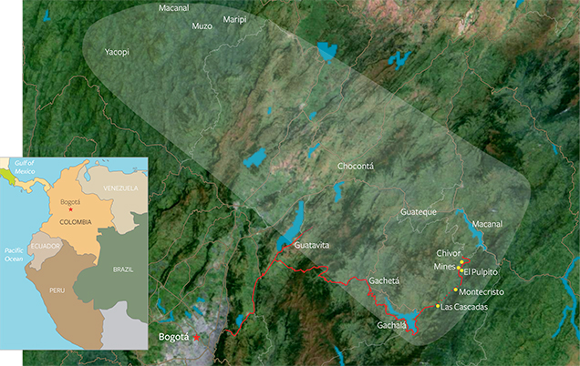 Map of Colombian emerald deposits