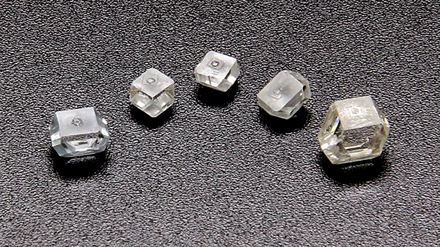 Five HPHT synthetic diamond crystals, up to 1.40 ct