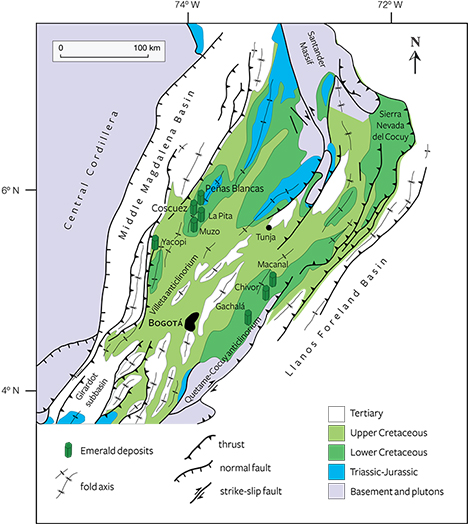 Map of Eastern Cordillera Basin in Colombia