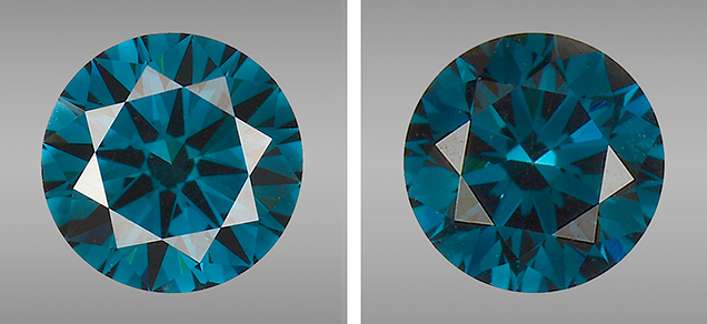 Green-blue CVD synthetic diamonds.