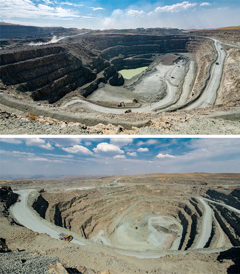 Aerial photos of diamond pipes