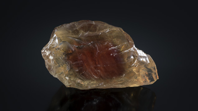 This 101.63-ct. rough sunstone has a deep red core with schiller. It’s likely to be fashioned into a fabulous carving. - Robert Weldon