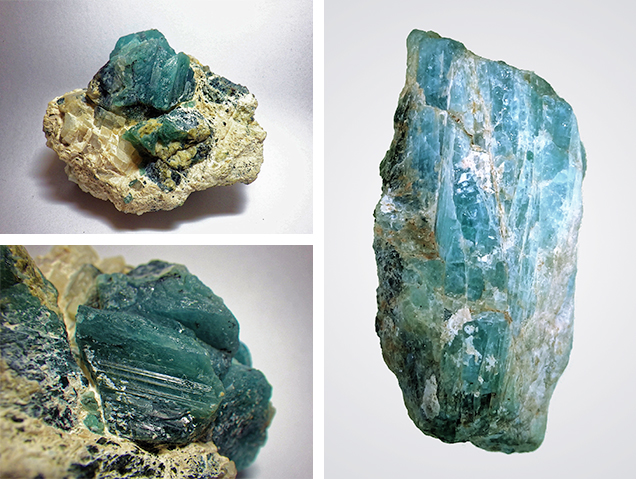 Rough grandidierite crystals found near Tranomaro, Madagascar