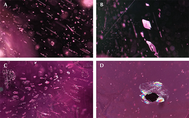 Internal features of purple pyrope-almandine garnet from Manica Province, Mozambique