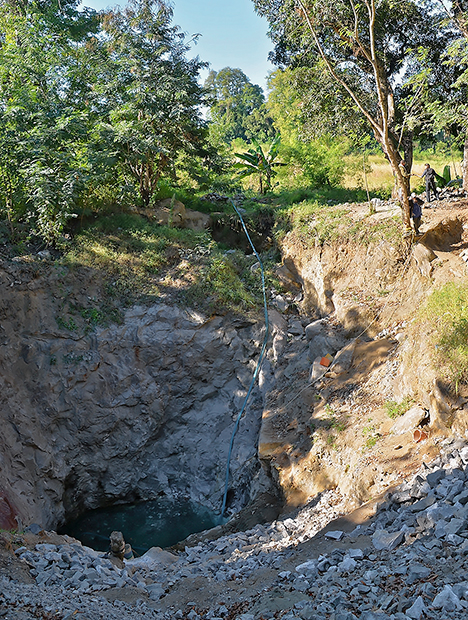 Pink sapphire mining pit at Kibuko, Tanzania