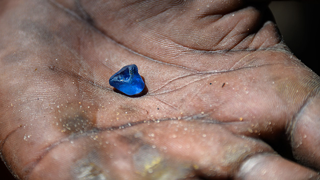 Blue sapphire rough from Ngapa, near Tunduru, Tanzania