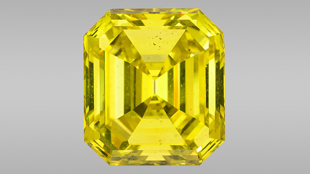 59.88 ct Fancy Vivid yellow irradiated diamond