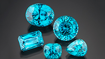 Faceted blue zircons