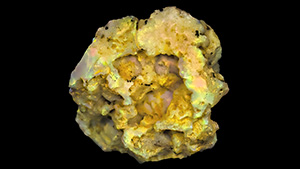 Yellow coating on untouched opal specimen.