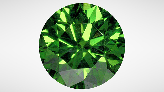 Green diamond, color-treated by multi-step process