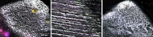 Photomicrographs of rough ruby and sapphire samples from Bo Welu