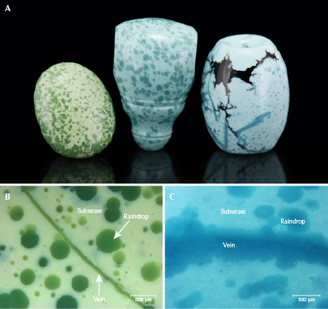 Examples of “raindrop” turquoise from Hubei Province