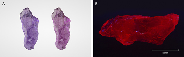 Vietnamese Spinel under Different Lighting and Long-Wave UV
